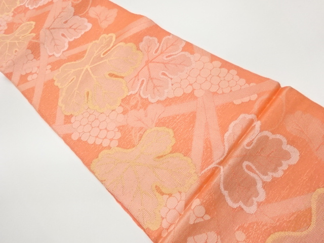JAPANESE FUKURO OBI / WOVEN GRAPE ARABESQUE